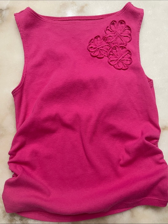 abercrombie kids Other - abercrombie kids Hot Pink Ribbed Tank with Floral Appliqué
